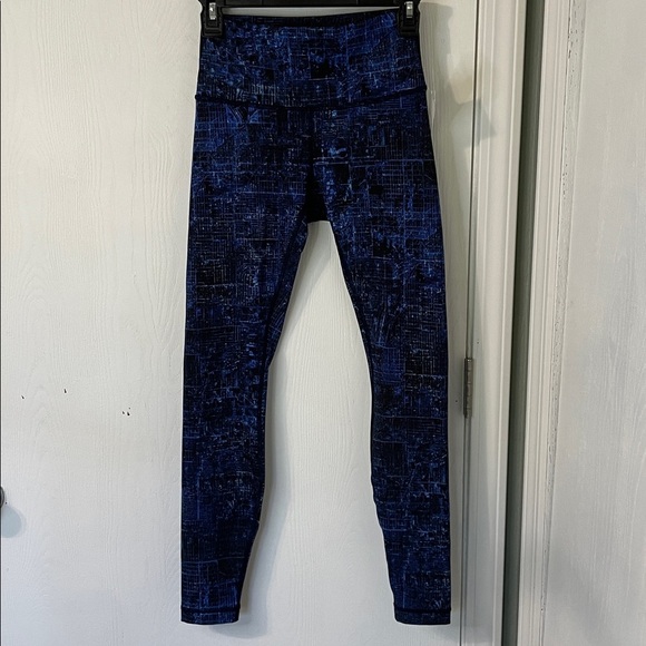 Lululemon Wunder Under High Waist Roll Down Nightsky Blue Black Size 4 - Picture 8 of 12